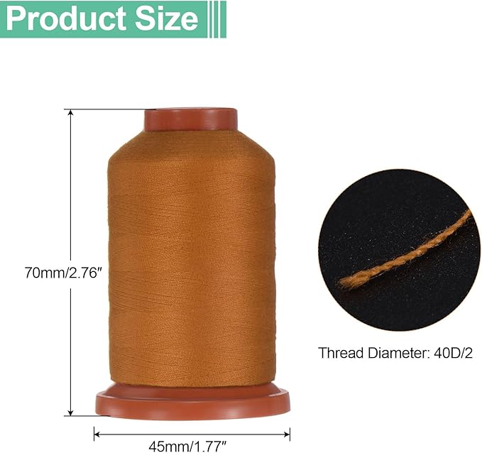 uxcell 40D/2 Sewing Thread 1100 Yards Polyester Household Sewing String Hand Stitching Polyester Cord for Clothing Stitching Shoe Bag Repairing DIY Craft Camel