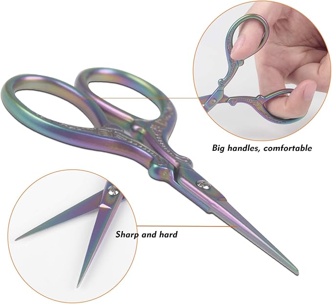 Cute 3.6inch Embroidery Scissors Crafting Sewing Threading Needlework Scissors with Leather Scissor Cover for Sewing Handicrafts Tool Craft Art Work and Everyday Use