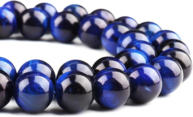 Natural Stone Round Crystal Beads - Lapis Lazuli Tiger Eye (34-37pcs, 10mm)