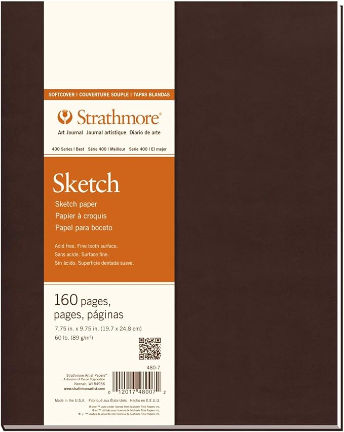 Strathmore 480-7 Softcover Art Journal, 7.75" x 9.75", White,160 Pages
