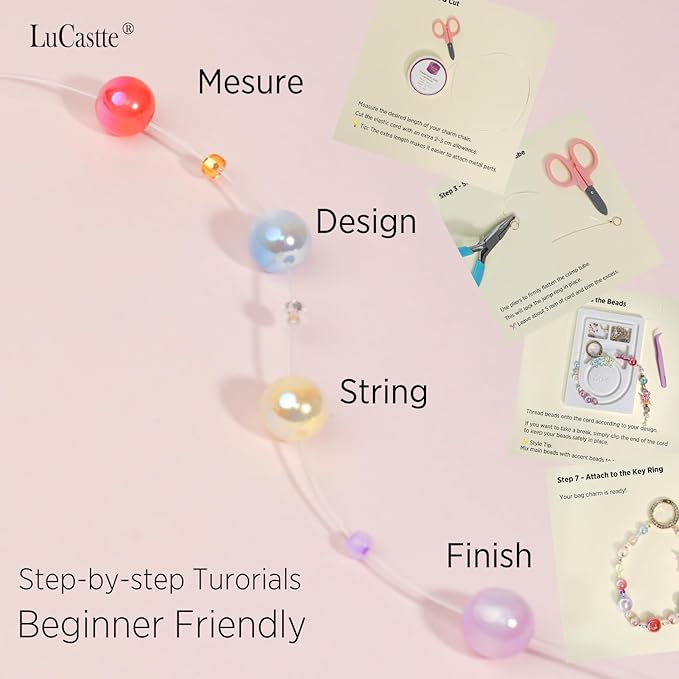 LuCastte Charm Bracelet Making Kit, Beads for Bracelets with Tools and Guide, Jewelry Making Supplies Premium Resin Cat Eye Beads Seed Beads, Macaron Style Art Kit Gift Travel DIY