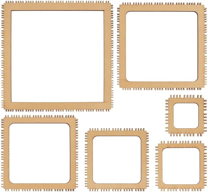 BENECREAT 6 Sizes Poplar Wood Weaving Loom Kit, Square DIY Weaving Loom DIY Weaving Art Tapestry Loom for Hanging Decor Woven Tapestry Knitted Crafts Making, 4.5mm Thick