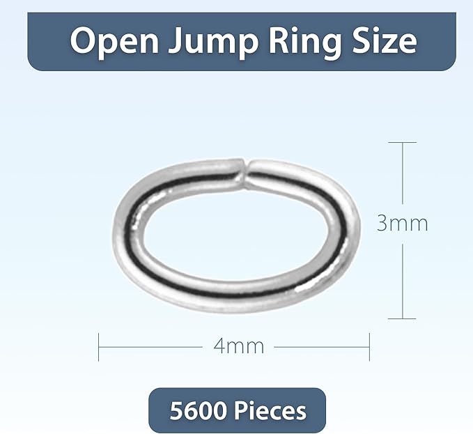 Mandala Crafts 5600 Pcs 4X3mm Silver Oval Jump Rings Kit - Nickel &, Easy to Use, Tarnish & Rust Resistant, Ideal for Jewelry Making & Crafting