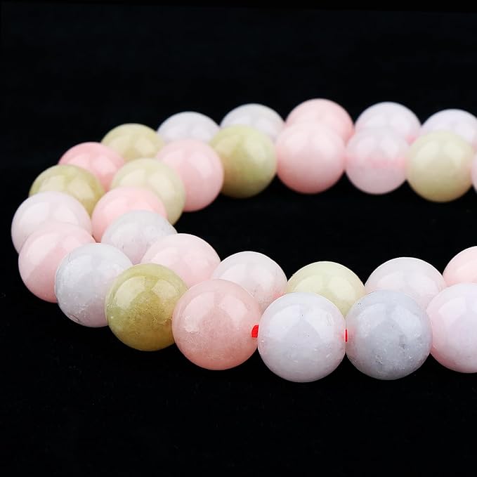 Jade Stone Beads for Jewelry Making - 6mm Gemstone Round Beads for Bracelets(58-60pcs, Morganite Jade)