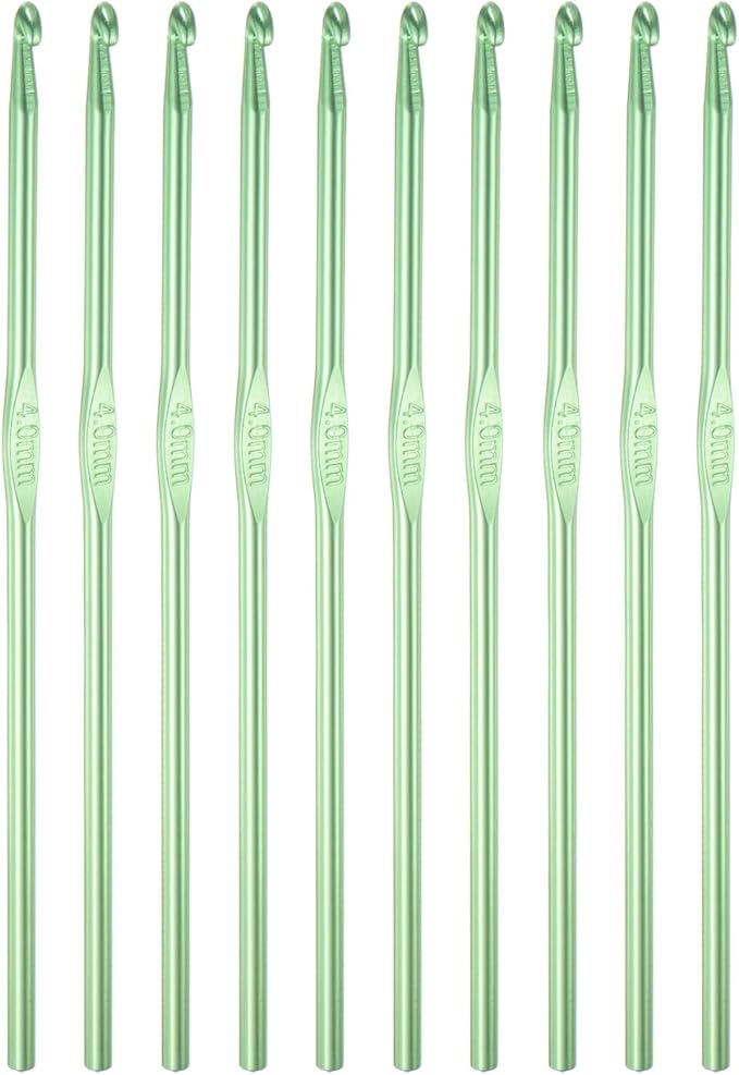 uxcell Aluminum Crochet Hook 4mm US Size G (Size 6) Knitting Needles for DIY Craft Yarn Green 10Pcs
