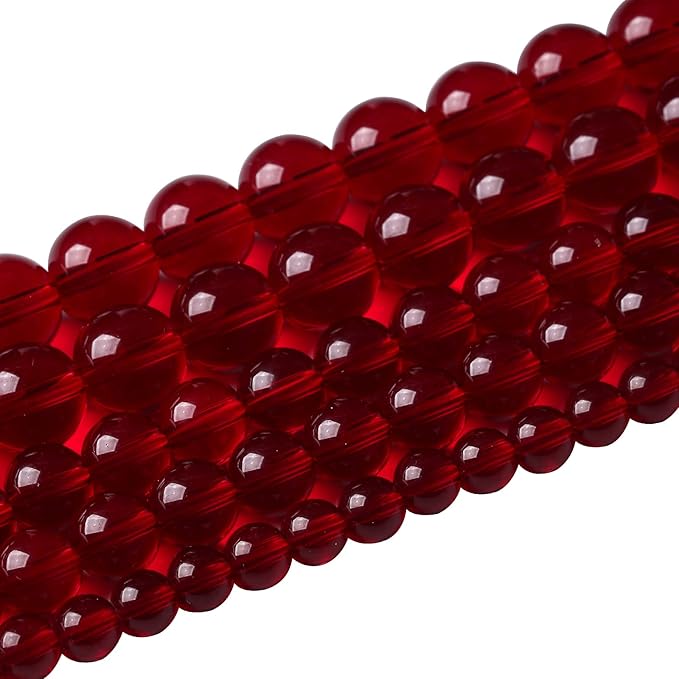 182pcs 4mm Smooth Garnet Red Glass Crystal Round Loose BeadsFor Jewelry Making DIY Bracelet Necklace Accessories 32" 2 Strand