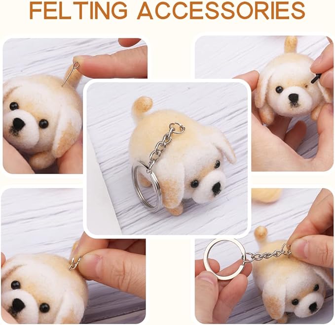 QMNNMA Needle Felting Kit for Beginners, DIY Wool Felt Materials Set, Animals Needle Felting Supplies and Instruction for Needle Felting Craft Project and DIY Handmade