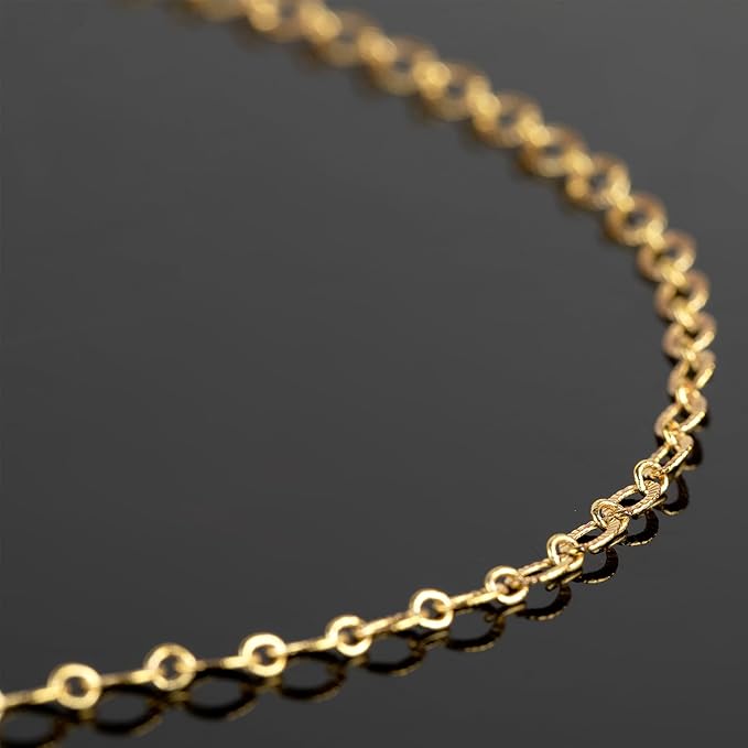 5 Meters 18K Gold Plated Chain for Jewelry Making, Shiny Light Gold Embossed Oval Cable Link Chain Spool Women Necklace Bracelet DIY Jewelry Findings