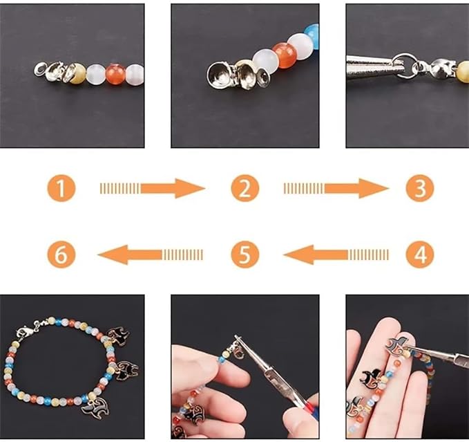 800 Pcs Jewelry Making Accessories Set with 100 Pieces Lobster Claw Clasp 200 Pieces Bead Tips Knot Covers and 500 Pieces Open Jump Ring Connectors DIY Jewelry Making Supplies Bracelets (Gun Black)