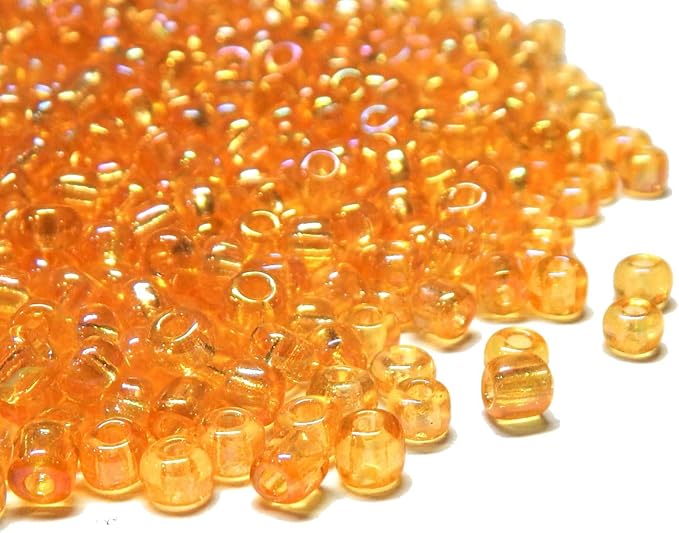 Perlin Glass Seed Beads 4mm 6/0 Round 1100pcs Mini Small Pony Spacer Beads Kit for Jewelry Making Earrings Bracelets Pendants Waist DIY Handmade (Gold AB Transparent)