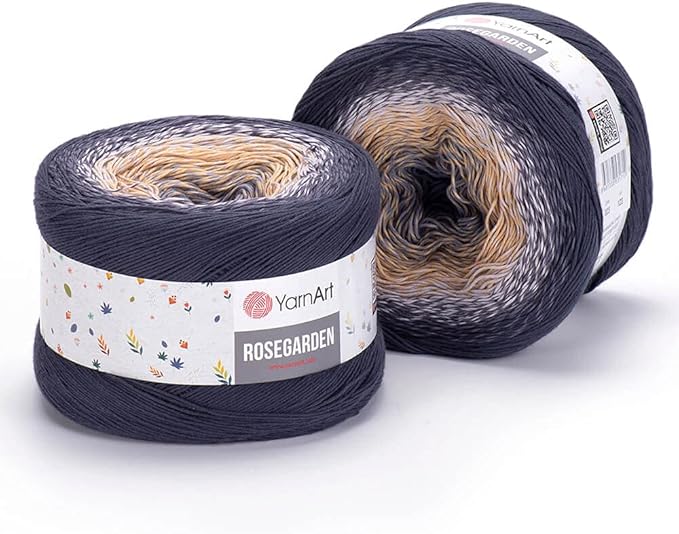 Yarn Art Flowers Rosegarden 100% Cotton 250gr 8.80 oz 1094yds Multicolor Cotton Yarn Rainbow Crochet Yarn Spring Summer (323)