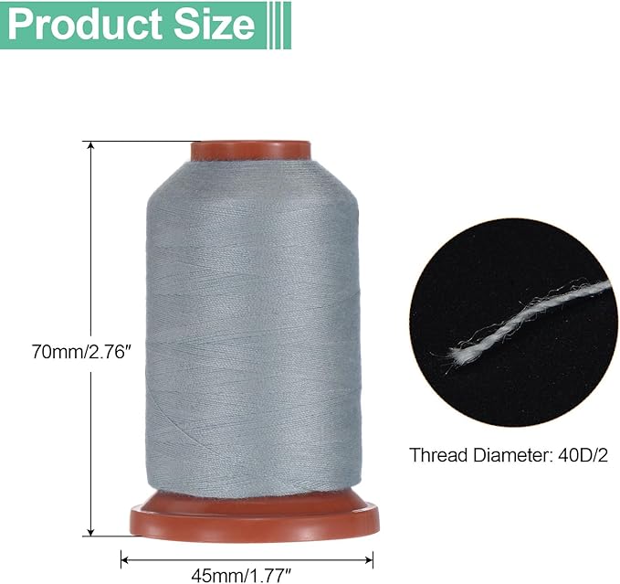 uxcell 40D/2 Sewing Thread 1100 Yards Polyester Household Sewing String Hand Stitching Polyester Cord for Clothing Stitching Shoe Bag Repairing DIY Craft Gray