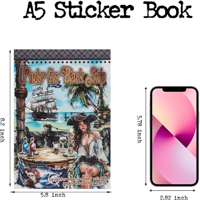 Dwetpzo Vintage Pre-Cut Journal Pirate Sticker Book for Junk Journaling Supplies, Washi, Paper, Transparent PET Stickers for Scrapbooking, Collage, Planner, Bujo, 20 Sheets