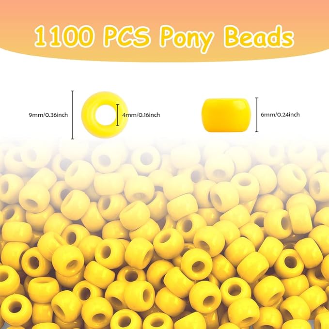 1100pcs beads for bracelets,kandi beads,bead for jewelry making,hair bead for kids girls,gifts for daughter,gifts for girls,christmas jewelry for teenagers(yellow)
