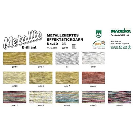 Madeira 9842-011 Metallic Nylon/Polyester Embroidery Thread, 40wt/220 yd, Textured Aluminum