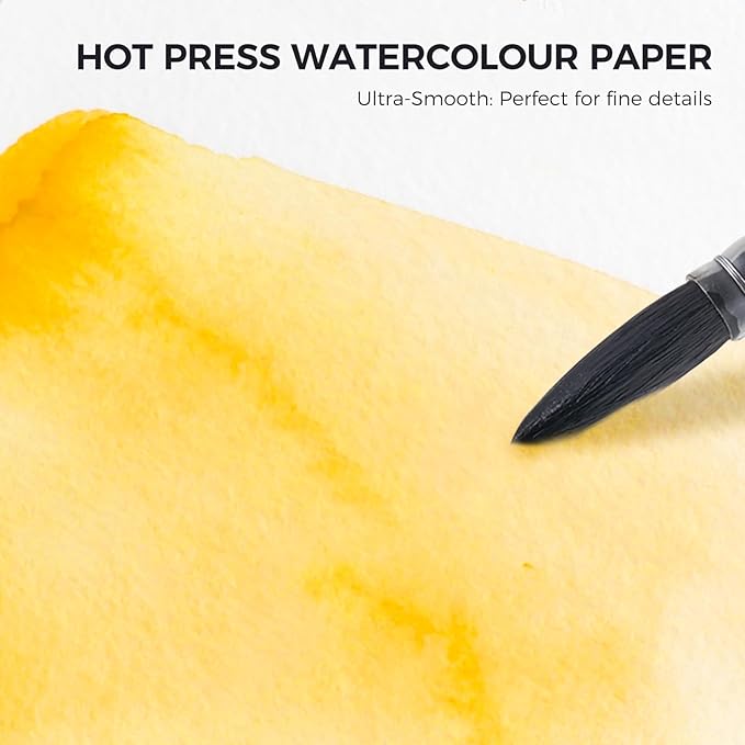 Lightwish Watercolor Sketchbook, 100% Cotton 300gsm Hot Press, 6.69" x 3.94", 20 Sheets, Binder Bound & Refillable, Acid Free Paper for Artists, Adults, Students, Travel Art Journal