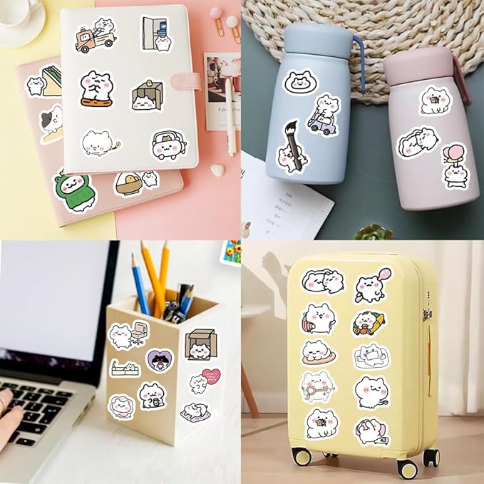 50Pcs Waterproof Vintage Stickers,Scrapbooking Supplies Kit,Aesthetic Decorative Craft Sticker for Planner, Bullet Journaling, Junk Journal, Water Bottles, Laptop, Retro Craft.White Cat