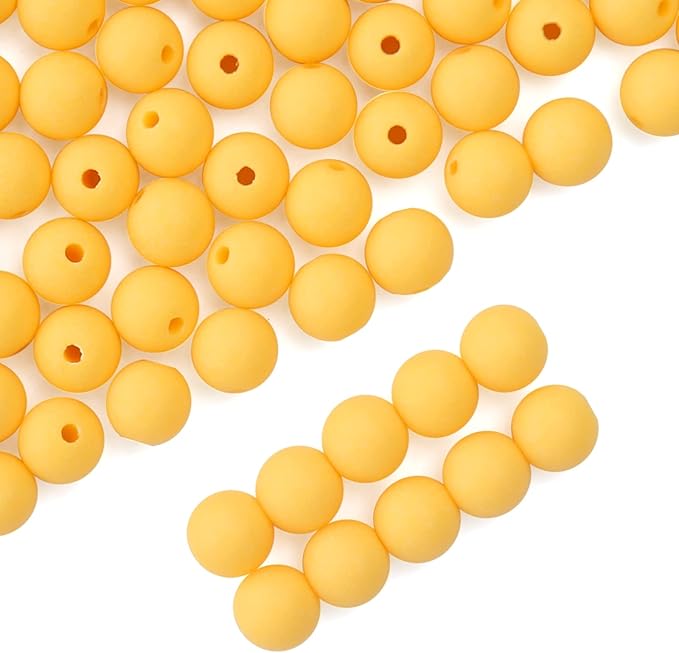 bonny boxx 200pcs 10mm matte yolk yellow acrylic round beads, frosted plastic resin bubblegum balls chunky gumball beads for necklace and bracelet making, crafting supplies
