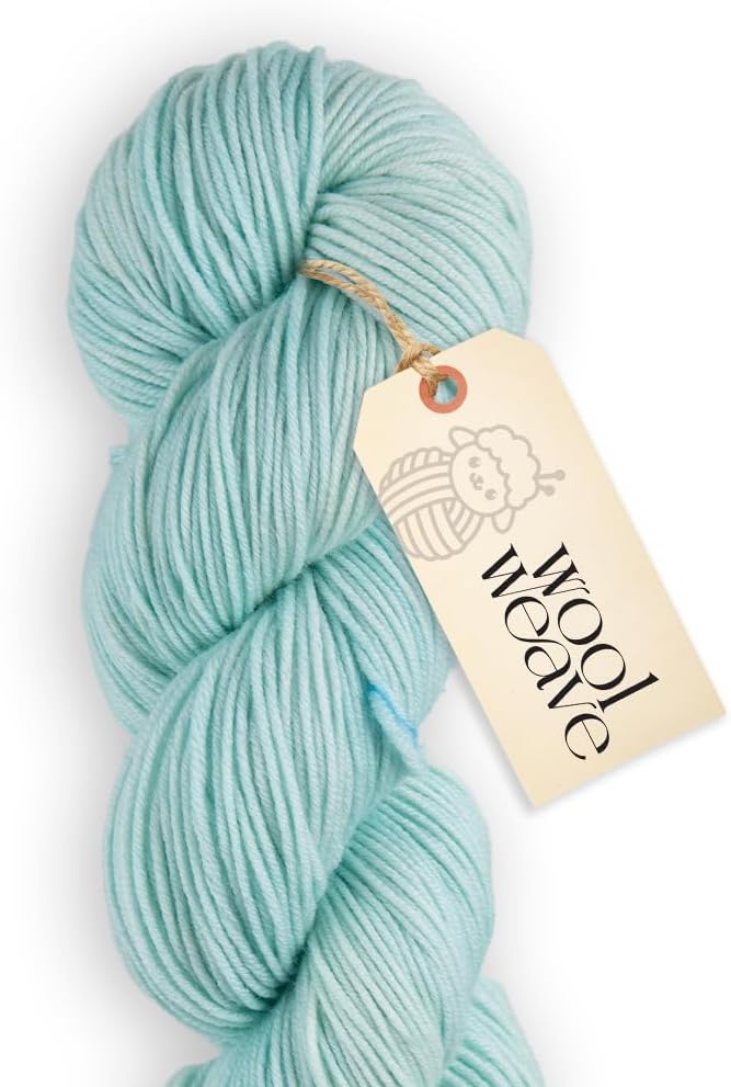 Superwash Merino Wool Yarn for Knitting & Crocheting - Premium Hand Dyed Light Blue Yarn, 100gr, 240 Yards, Dk Weight - Luxurious, Soft & Durable Yarns