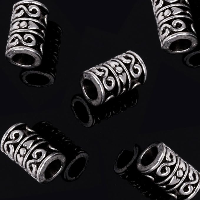 RUBYCA 30pcs Tibetan Silver Spacer Beads Fit European Charms Bracelet Stripes Cylinder Infinity