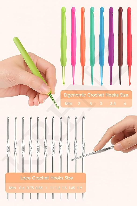 ARMINACO Crochet Kit for Beginners & Adults – 59pcs Complete Starter Set with Ergonomic Hooks (0.6-6.0mm), Yarn, Tools & Travel Bag – Craft Gift for Women, Teens & Seniors