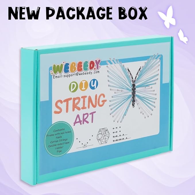 WEBEEDY DIY 3D String Art Kit for Adults Beginners, Butterfly Craft Kit, Include All Necessary Accessories and Frame, Christmas Home Wall Decorations Unique Gift