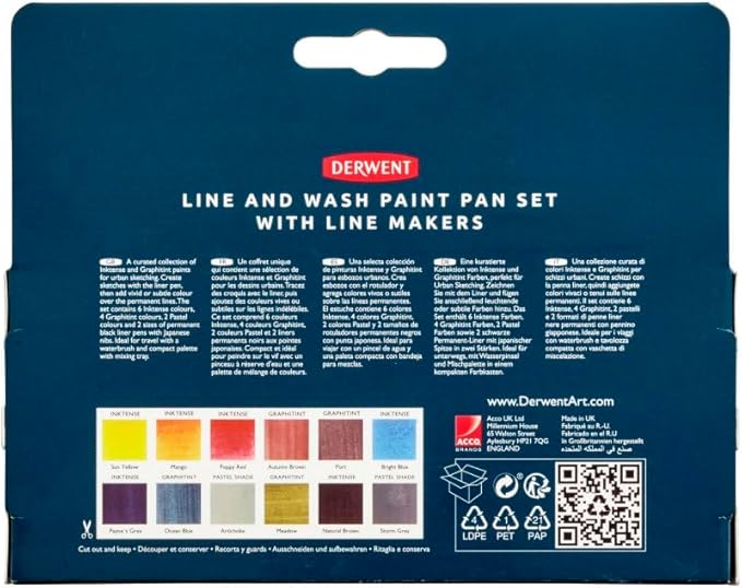 Derwent Line and Wash Mixed Media Paint Set with Line Makers (2306245)
