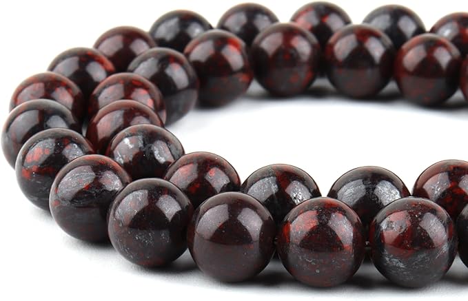 Natural Stone Beads for Jewelry Making - 10mm Gemstone Round Beads for Bracelets(35-37pcs, Red Jasper)