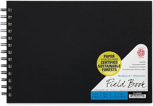 Pentalic 20802 Watercolor Field Book, 7-Inch by 10-Inch