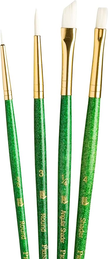 Princeton RealValue Brush Set, White Taklon, Green Handle, 4 Piece, 1 Count