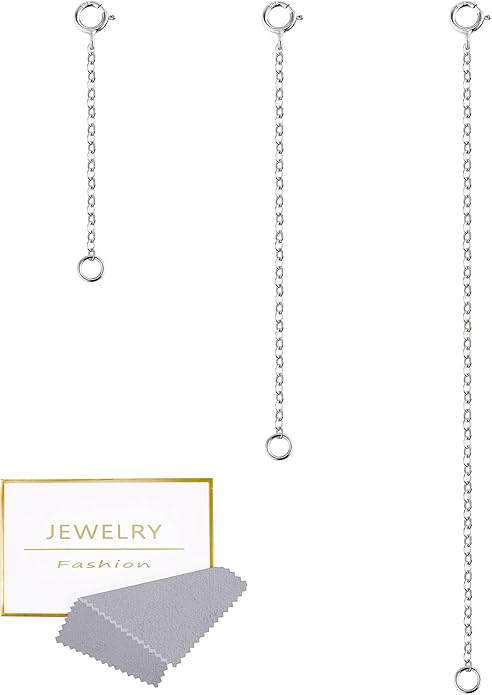 3 Pcs 925 Sterling Silver Necklace Extenders for Women Durable Strong Removable Necklace Bracelet Anklet Extension Jewelry Making Chains