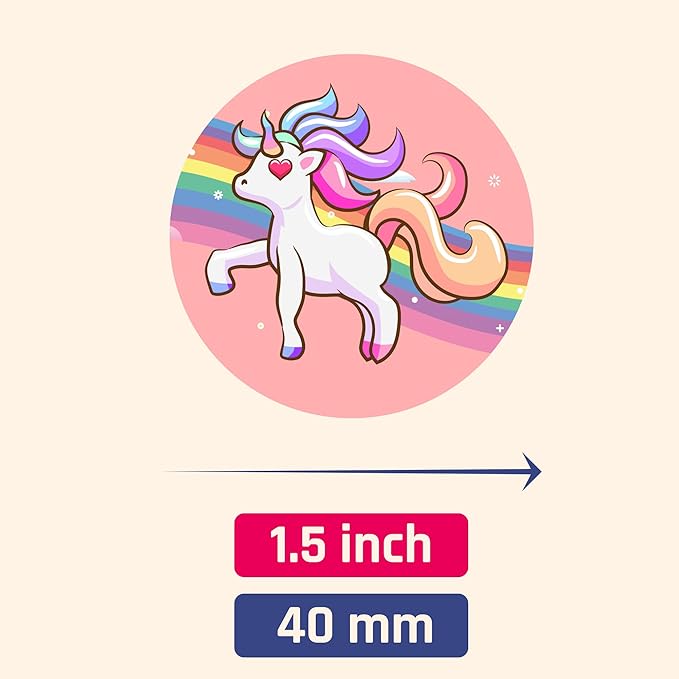 unicorn sticker sheets for kids, 1.5" - 20 sheets, 200 stickers
