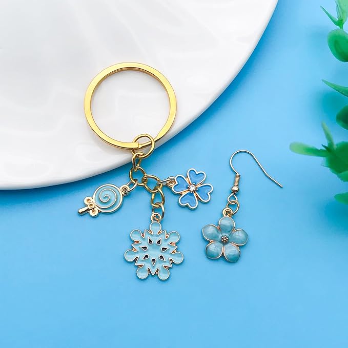 Youdiyla 60pcs Alloy enamel lake blue series fixed set Pendant Jewelry Making DIY Keychain Earrings Pendant Various Design Charms for Jewelry Making Bracelets Necklace (HK552)