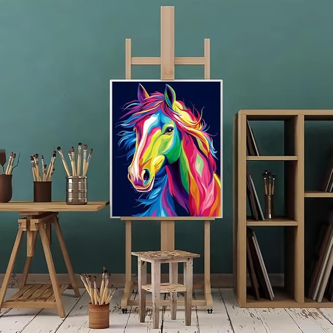Natuyalo Animal Paint by Numbers Kit for Adults - Colorful Horse Head Paint by Number on Canvas Without Frame, DIY Acrylic Painting for Ideal Gift Home Wall Decor (16x20 Inch)