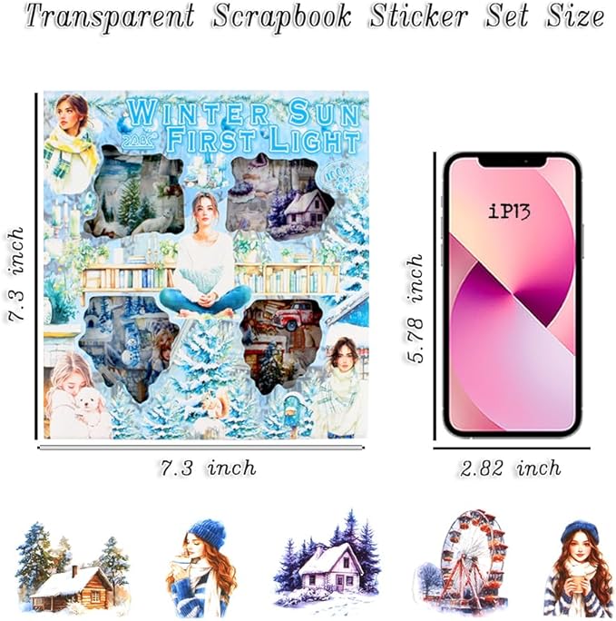 430Pcs Scrapbook Winter Landscape Stickers Set for Scrapbooking Supplies, Aesthetic Collage PET Stickers for Journaling, Junk Journal, Bujo, DIY Craft Art, Scrap Booking Supples Kit