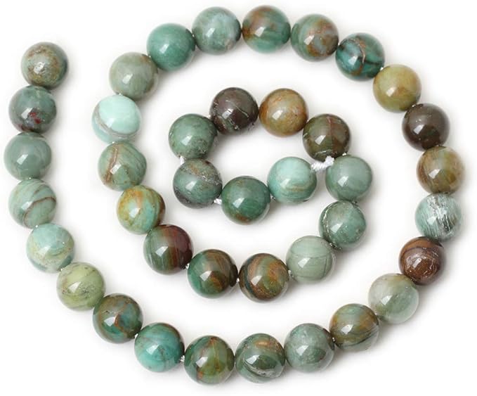 cheavian 35pcs 10mm natural dragon blood jade round loose beads stone beads for jewelry making 1 strand 15"