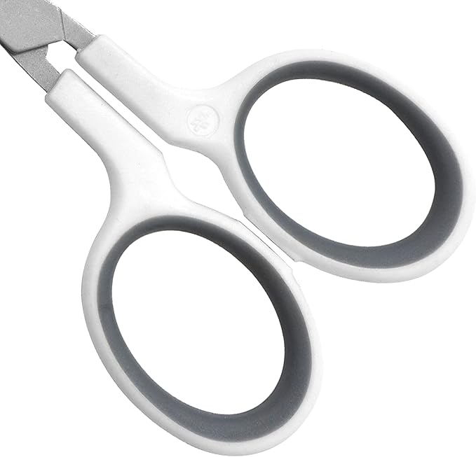 Westcott 4" Embroidery Scissors with Straight Titanium-Bonded Blades for Crafting, Sewing & More (White/Gray)