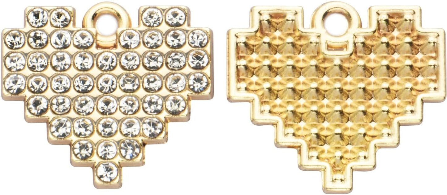 Pack of 20 Rhinestone Charms Gold Plated Pendants Pave Crystal Accessories for Necklace Bracelet Jewelry Making DIY Crafting