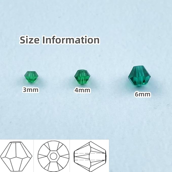400pcs Bicone Crystal Beads 4mm Crystal Glass Faceted Beads for Necklace Bracelet Earrings DIY Jewelry Crafts Making Supplies(Peacock Green)