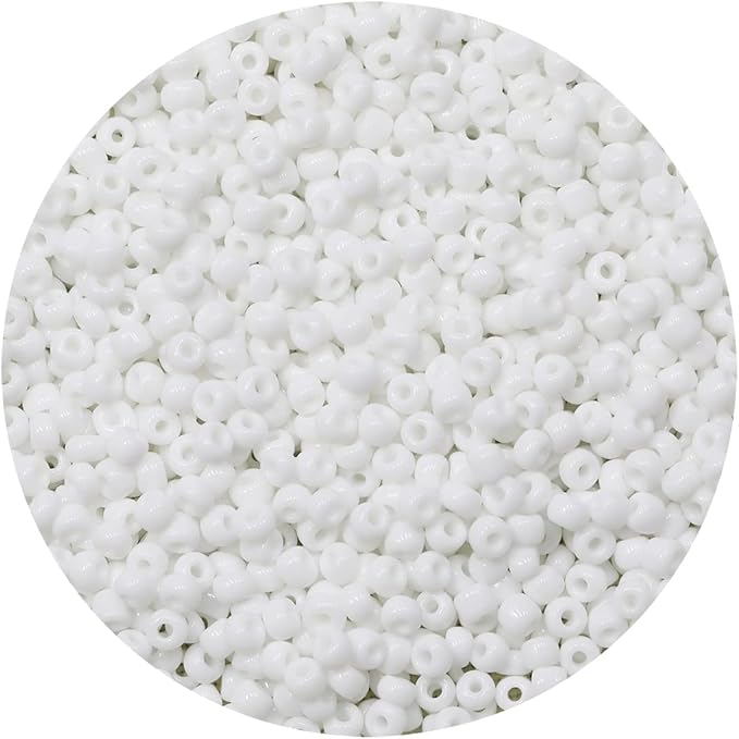 Bala&Fillic White Color 4mm Seed Beads About 1200pcs/100Grams in Bag, 6/0 Glass Craft Beads for Making Bracelet and Necklace (White)