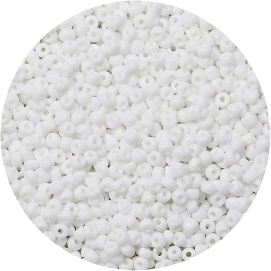 Bala&Fillic White Color 4mm Seed Beads About 1200pcs/100Grams in Bag, 6/0 Glass Craft Beads for Making Bracelet and Necklace (White)