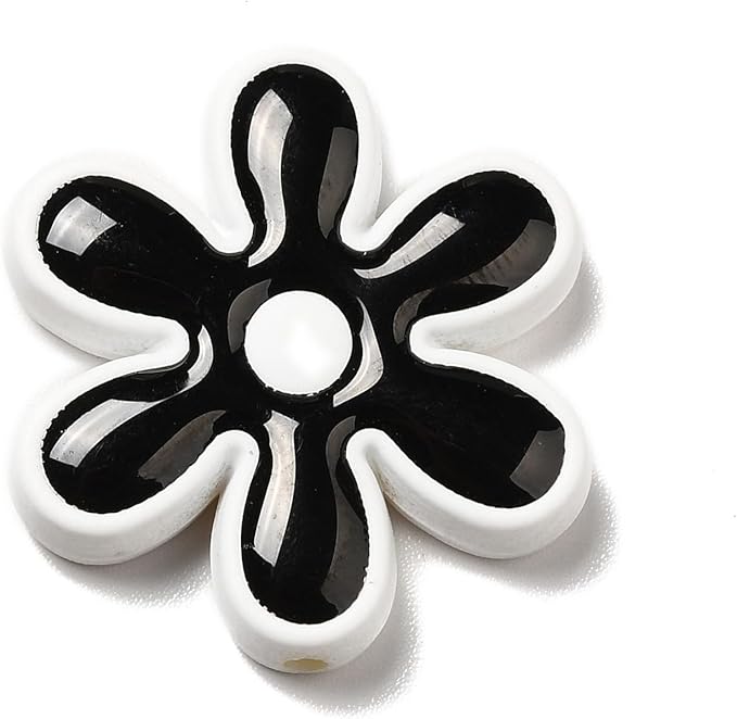 Ipotkitt 20 Pcs Opaque Acrylic Snowflake Beads with Enamel Random Color Snowflake Shaped Beads Flower Plastic Spacer Loose Beads for DIY Jewelry Making