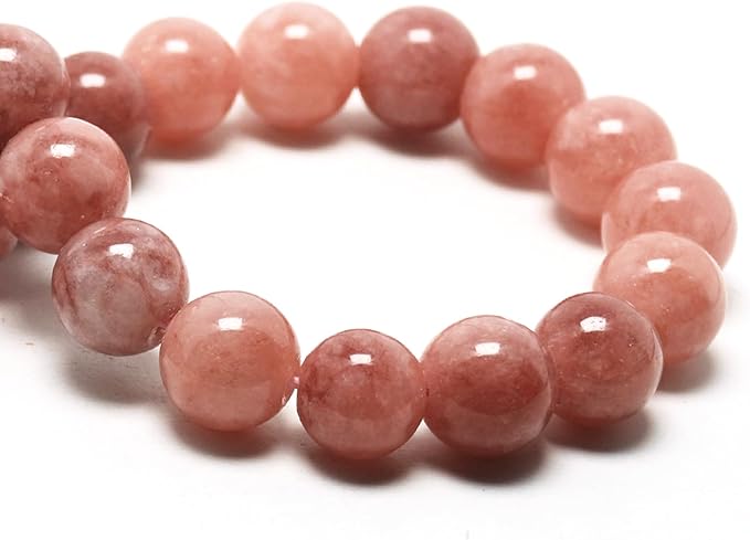 Jade Stone Beads for Jewelry Making - 10mm Gemstone Round Beads for Bracelets(34-37pcs, Orange Stone Jade)