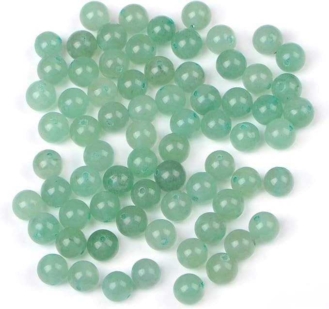 bymitel 90pcs natural crystal beads stone gemstone round energy healing loose beads with stretch cord for jewelry making bracelets anklets (green aventurine, 10mm 90pcs)