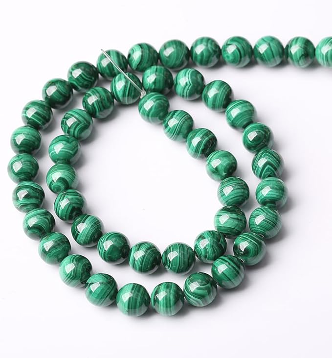 23pcs 8mm Natural Green Malachite Beads AAA Gemstone Round Loose Beads for Jewelry Making DIY Bracelets Necklaces Crystal Energy Healing Stone Beads
