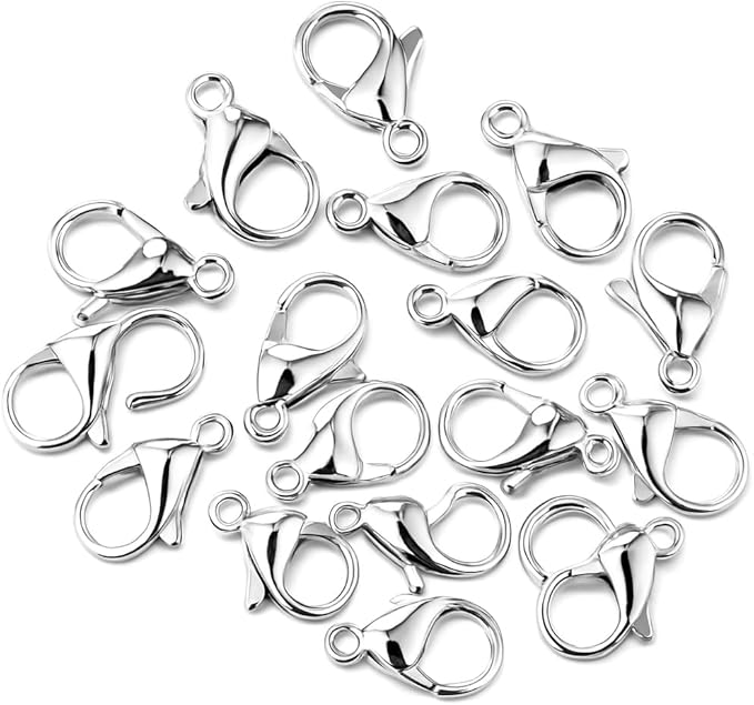 Mandala Crafts 17mm Stainless Steel Lobster Clasps for Jewelry Making - 50 PCs SS Lobster Claw Clasps with Jump Rings Jewelry Findings Kit for Necklaces Bracelets Charms Fasteners