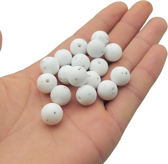 DIYOMR 100Pcs Silicone Beads, Single Color Beads Silicone Round Beads Rubber Craft Beads Bracelet Necklace Beads for Keychain Jewelry Lanyard DIY Crafts Making (12mm,Gravel)