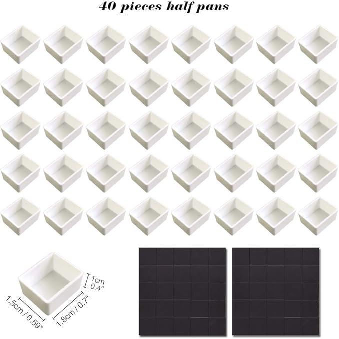 40Pcs Empty Half Pans with Magnetic Stripe Watercolor Paint Travel Tin Palette Case, Artist Paints Half Pan Kits for DIY Watercolor Oils or Acrylics Painting Art Drawing Starry Night