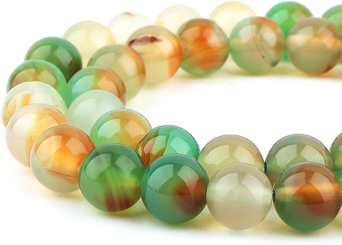Natural Stone Beads for Jewelry Making - 6mm Gemstone Round Beads for Bracelets(58-60pcs, Peacock Agate)