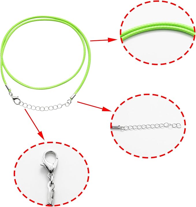 10 Pcs 2.0mm Leather Necklace Cords with Clasp,Waxed Cords,Necklace Ropes for Pendants and Jewelry Making(Light Green)